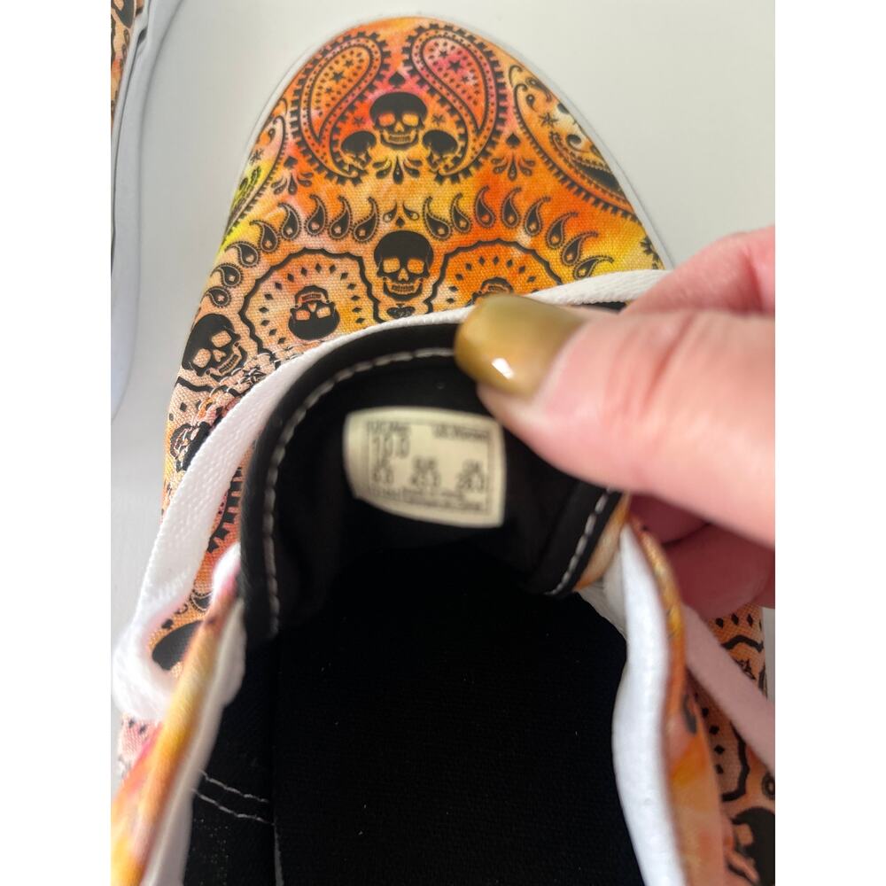 Vans Orange Tie Dye Skull Bandana Sneakers 10 - Picture 7 of 8